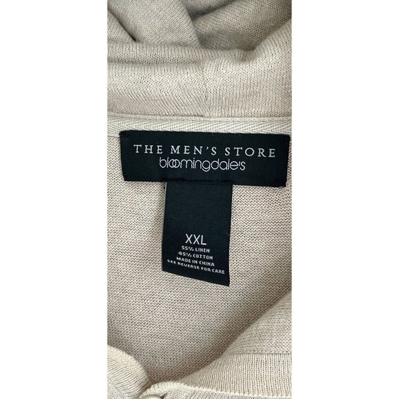 Bloomingdales Mens 2XL Hooded Henley Shirt Beige Linen Blend - Picture 6 of 7